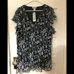 Women’s Plus Size Sheer Blouse Beading Sparkle NWT